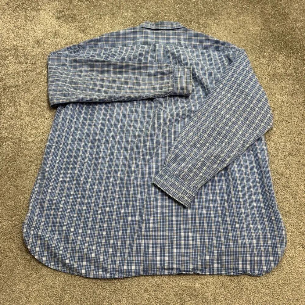 J.Crew Cotton Button Down Shirt Men XL Tall Blue Plaid Long Sleeve Cotton Casual